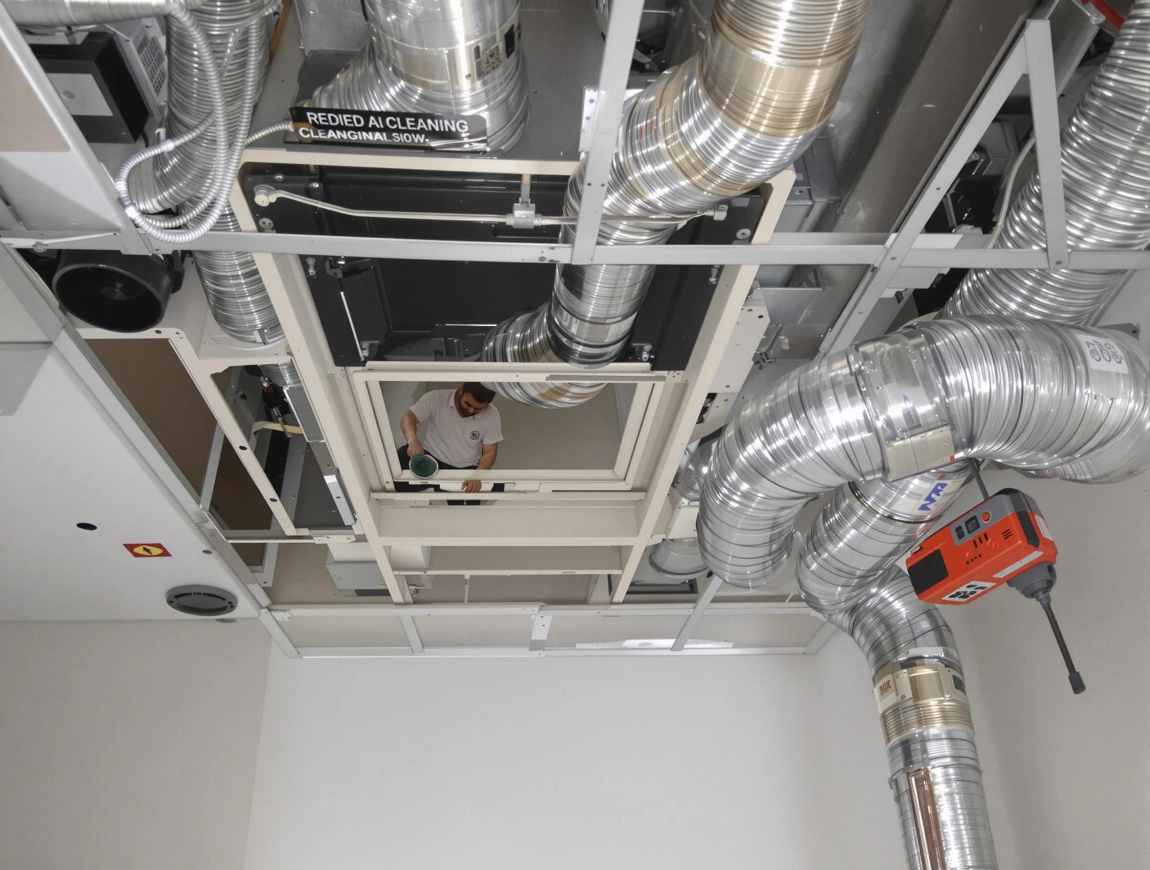 Brighton Air Duct Cleaning technician performing detailed central duct system cleaning in Brighton