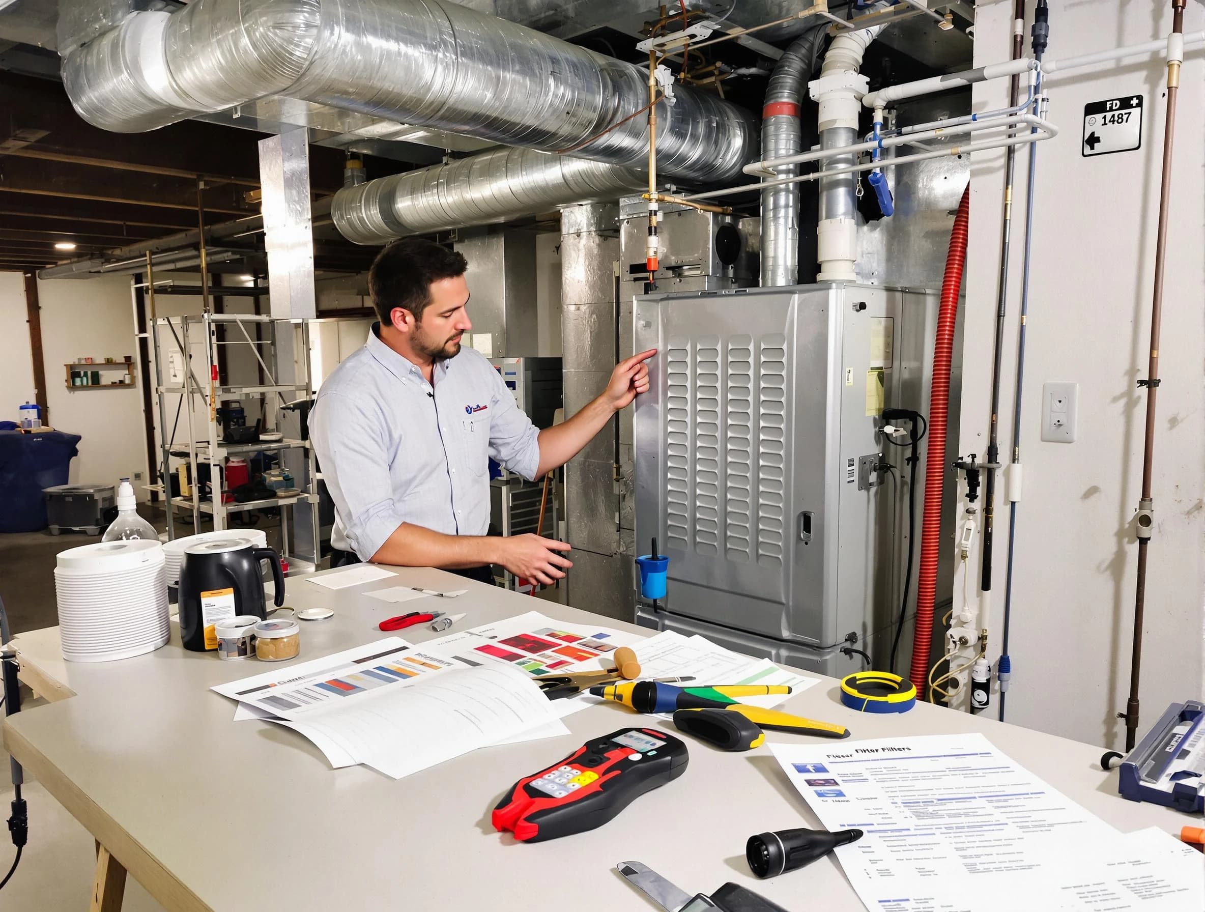 Brighton Air Duct Cleaning inspector conducting detailed filter system evaluation using professional diagnostic tools in Brighton