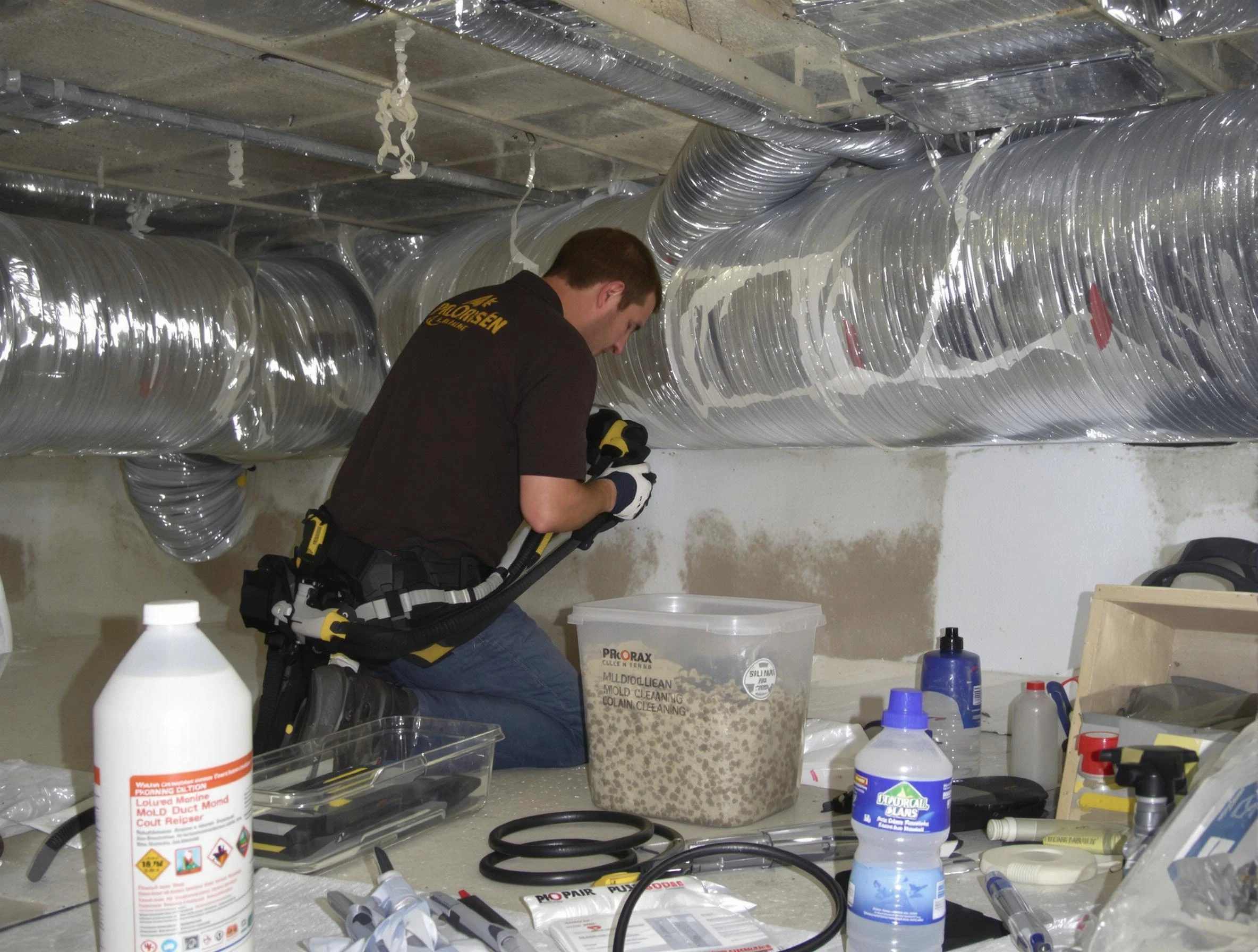 Brighton Air Duct Cleaning specialist performing professional mold removal from air ducts in Brighton