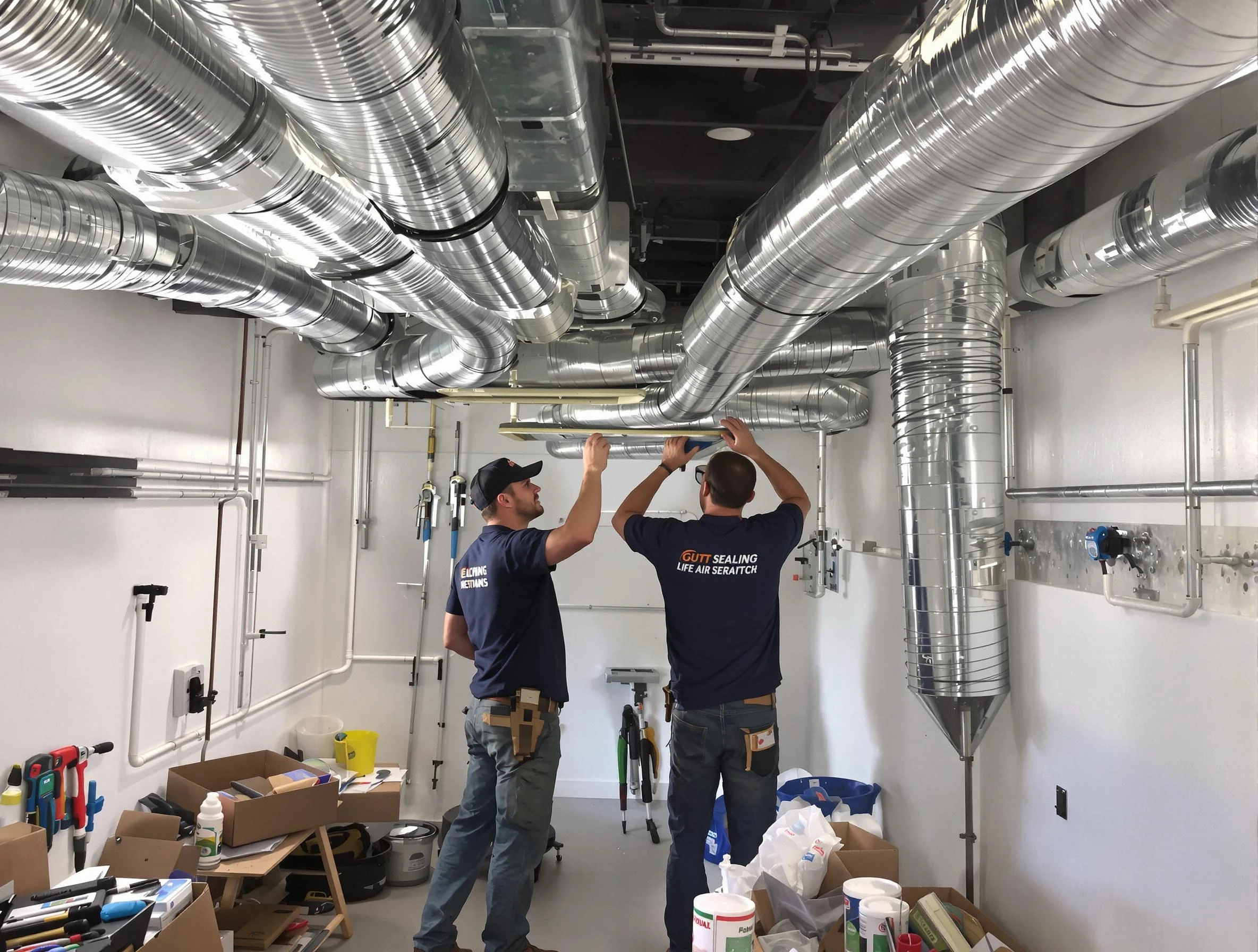 Brighton Air Duct Cleaning technician applying professional duct sealing solutions in Brighton