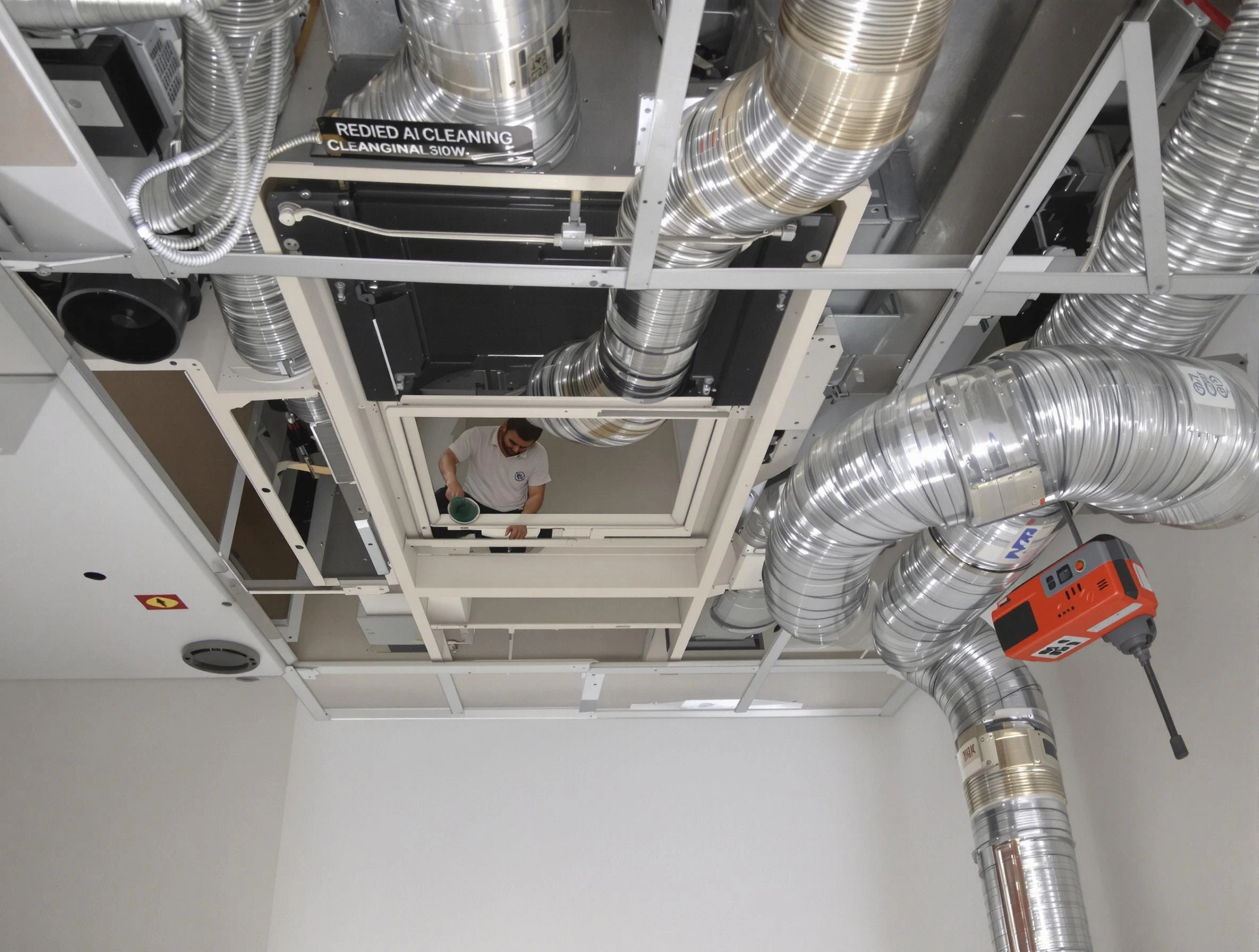 Brighton Air Duct Cleaning technician performing detailed central duct system cleaning in Brighton