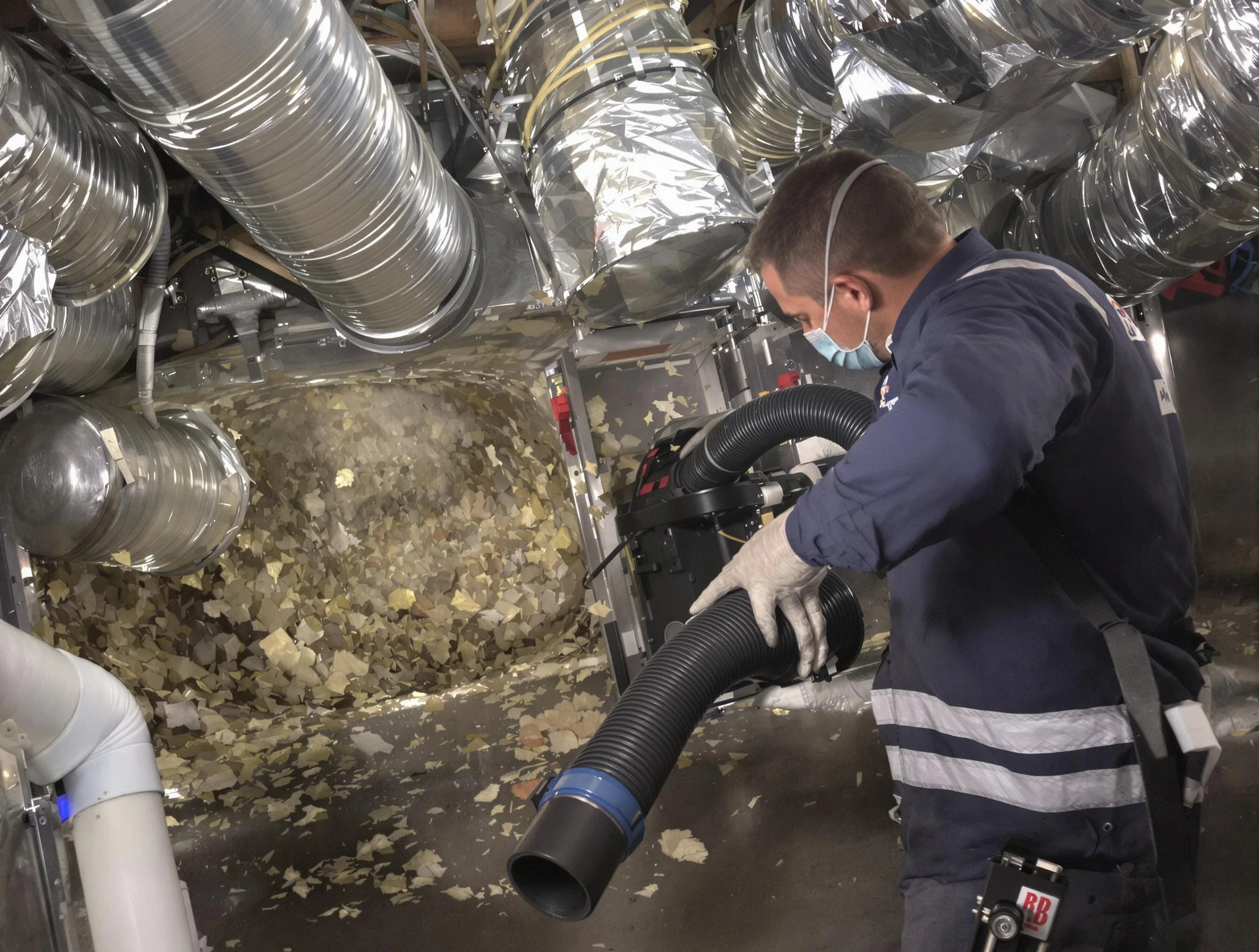 Brighton Air Duct Cleaning specialist operating negative pressure cleaning equipment for thorough duct maintenance in Brighton